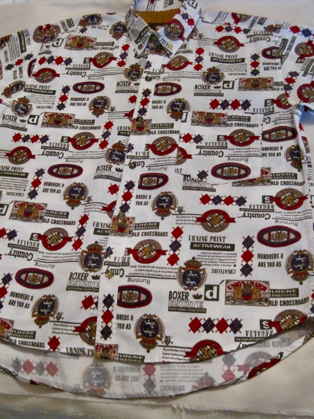 Vintage 90's Novelty Print Cotton Men Shirt, Size M